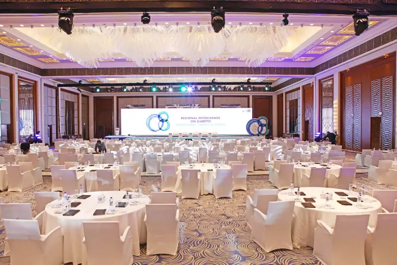 Conference ballroom set for a regional meeting